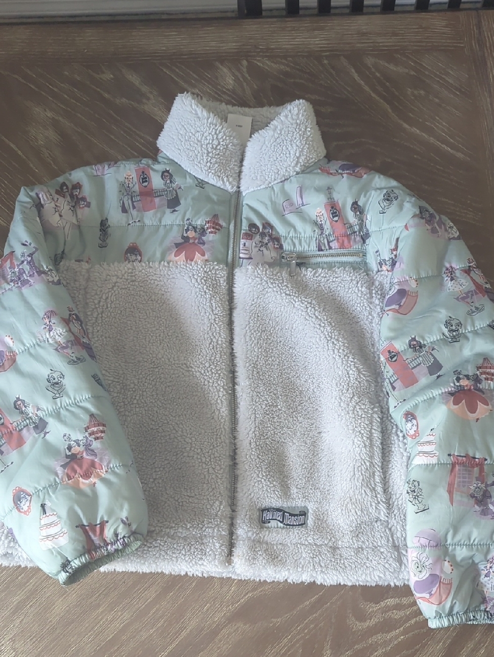 Disney Haunted Mansion Mint & Gray Sherpa Puffer Jacket